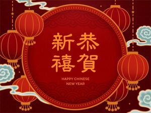 Red Lantern Happy Chinese New Year Card