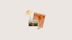 polaroid, montage, organic, Beige Minimal Aesthetic Photo Collage Desktop Wallpaper Template
