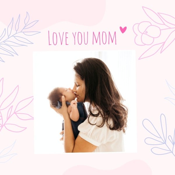 Pastel Pink Floral Illustration Happy Mother's Day Instagram Post