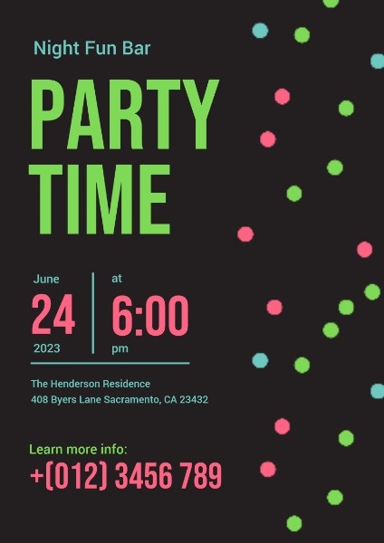 Black Fluorescent Party Time Poster