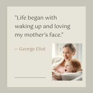 mothers day, mother day, greeting, Beige Simple Mother's Day Quote Instagram Post Template
