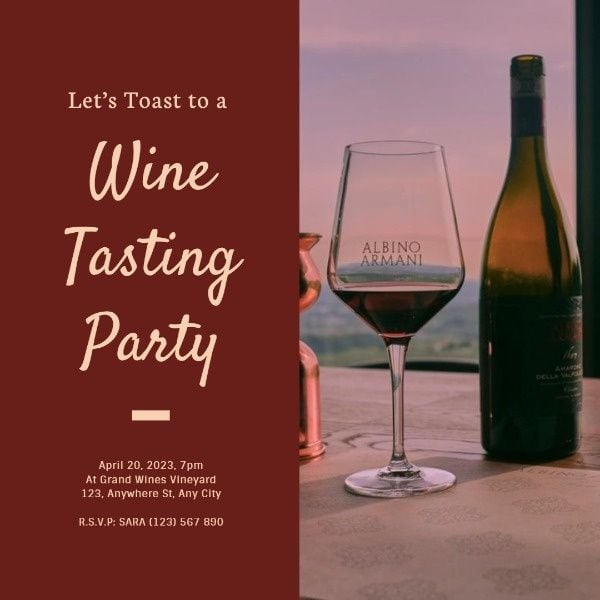 program, gathering, celebration, Glass And Wine Tasting Party Instagram Post Template