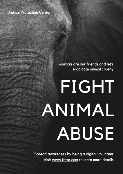 Black And White Animal Abuse Fight Poster