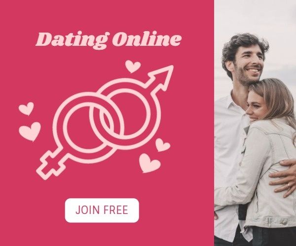 valentines day, valentine, lover, Pink Dating Online Service Large Rectangle Template