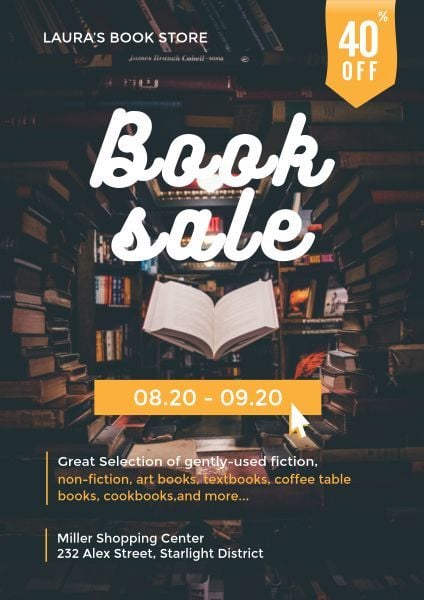 bookstores, bookcases, libraries, Vintage Book Sale  Poster Template