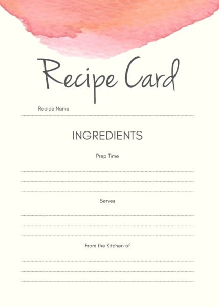 Simple White And Red Envelope-type Recipe Card Recipe Card