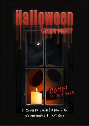 event, pumpkin, spooky, Red And Black Scary Halloween Night Party Poster Template