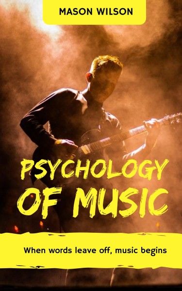 rock, live, live music, Yellow Psychology Of Music Book Cover Template