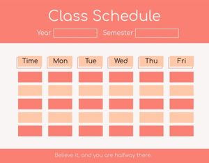 term, semester, blank, Pink Background Class Schedule Template