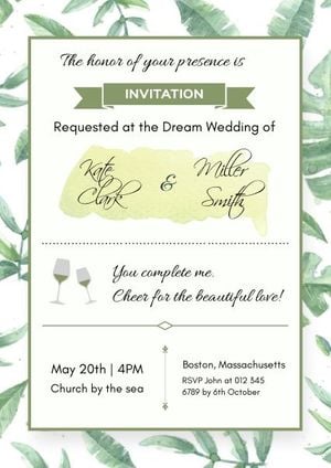 marriage, love, ceremony, Green Wedding Invitation Template