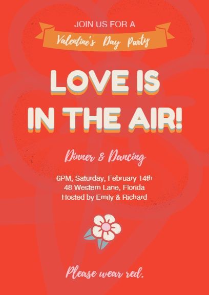 valentines day, valentine day, festival, Red Valentine's Day Love Invitation Template