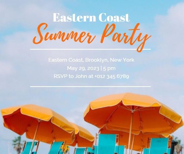 coast, beach, seashore, Summer Sea Party Facebook Post Template