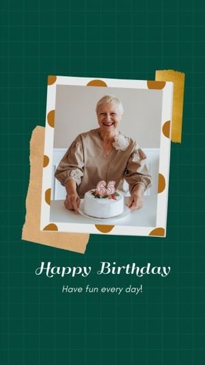 greeting, celebration, the old, Green Retro Birthday Photo Collage Instagram Story Template