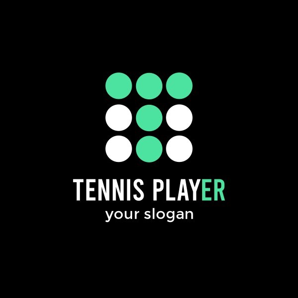 黑色网球运动员标志 Logo