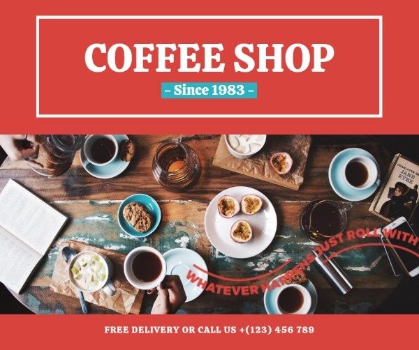 sale, marketing, commercial, Retro Coffee Shope Business Facebook Post Template
