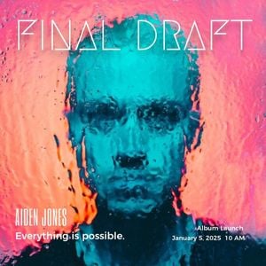 futurism, cyberpunk, man, Pink Final Draft Album Launch Album Cover Template