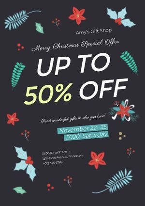 xmas, festival, holiday, Christmas Gift Shop Sales Poster Template