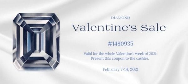 accessory, accessories, discount, White Valentine's Day Diamond Sale Gift Certificate Template