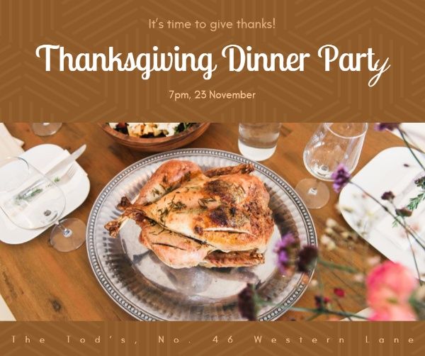 thanksgiving day, invite, invites, Thanksgiving dinner party invitation Facebook Post Template