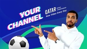 world cup, football, soccer, Blue And Green Modern Sport Youtube Banner Youtube Channel Art Template
