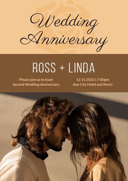 anniversary, ceremony, party, Brown Wedding Invitation Template