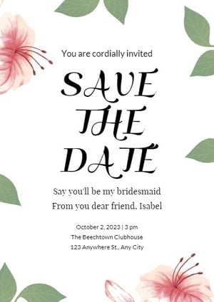 best man, marriage, groomsman invitation, White Botanical Save The Date Invitation Template