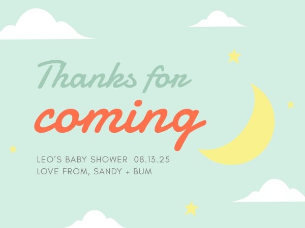 Green Baby Shower Thank You Card