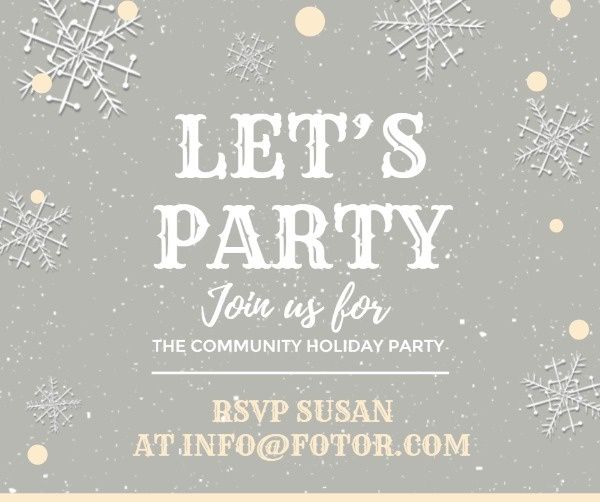 holiday, snow, event, White And Grey Christmas Party Facebook Post Template