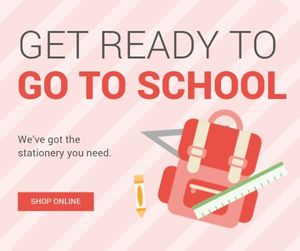 sale, back to school, autumn, Pink Get Ready To Go To School Facebook Post Template