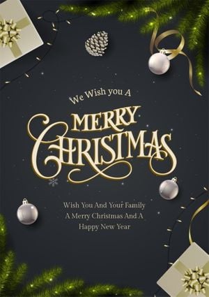 Black And Golden Retro Merry Christmas Poster Template and Ideas for Design  | Fotor