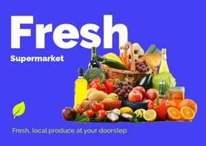 sale, discount, business, Blue Simple Fresh Supermarket Promotion Postcard Template