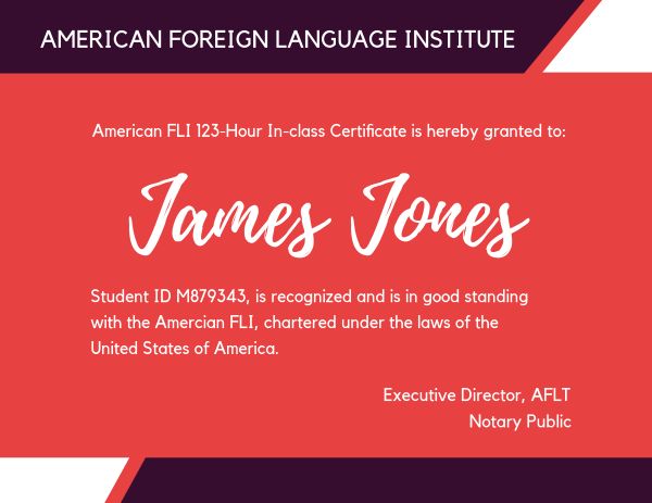Foreign Language Study Certificate Certificate