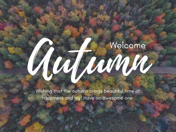 tree, fall, season, Simple Welcome Autumn Card Template
