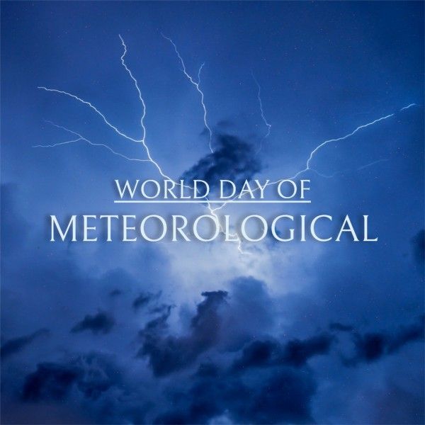 world meteorological day, meteorology, climatology, Blue World Day Of Meteorological Instagram Post Template