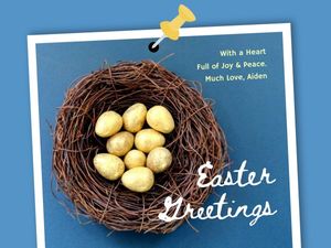 egg, nest, celebrate, Blue Easter Greeting Card Template