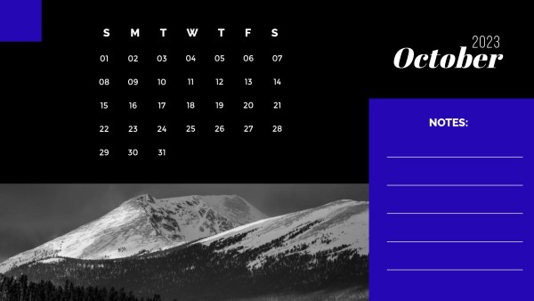 Black Snow Mountain Calendar Calendar