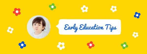 kid, child, children, Yellow Illustration Early Education Tips Facebook Cover Template