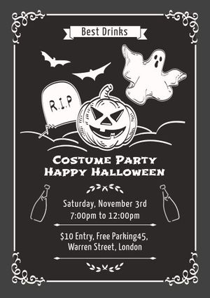 holiday, vacation, life, Happy Halloween Costume Party Poster Template