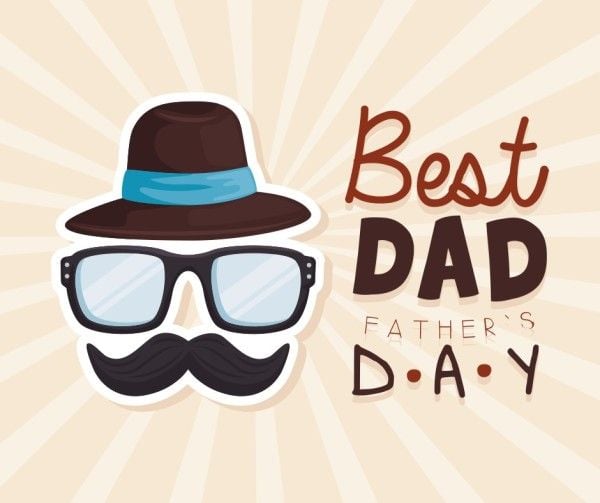 greeting, wish, blessing, Brown And Beige Cartoon Happy Father's Day Facebook Post Template