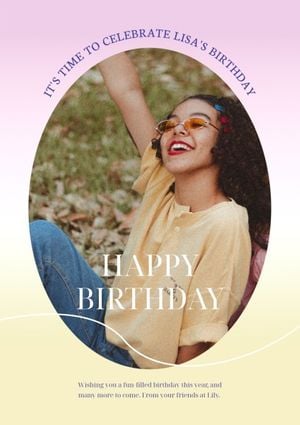 greeting, celebration, girl, Soft Pink And Yellow Gradient Birthday Poster Template