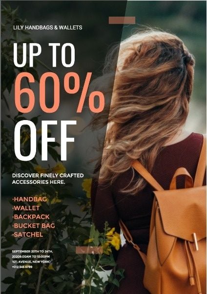 discounts, promotions, wallet, Bag Store Big Sale Poster Template
