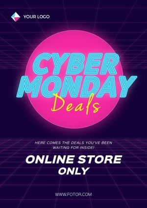 Gradient Neon Cyber Monday Online Shopping Pormotion Deals Poster