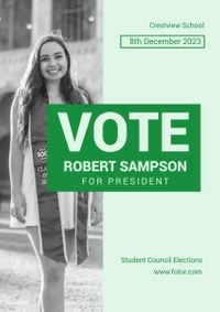 Green Vote Student Council Elections President Poster