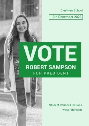 school, university, college, Green Vote Student Council Elections President Poster Template