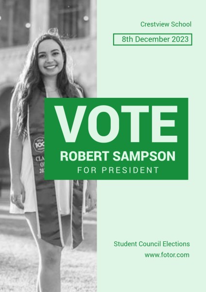 绿色投票学生会选举主席 英文海报