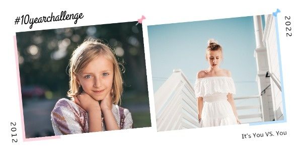 social media, comparison, compare, 10 Year Challenge Collage Twitter Post Template