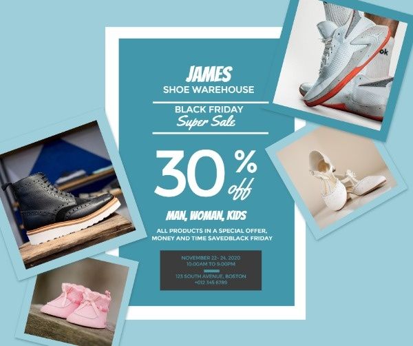business, discount, promotion, Black Friday Shoe Store Sales Facebook Post Template