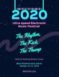 electronic music, party, rhythm, Music Festival Program Template