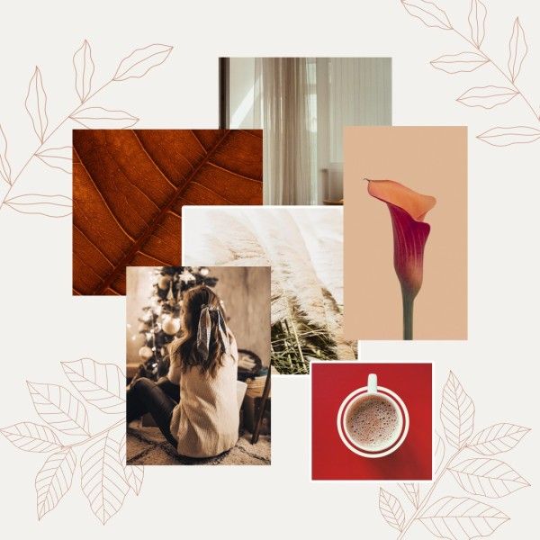 life, lifestyle, christmas, Beige Autumn Winter Holiday Moodboard Photo Collage (Square) Template