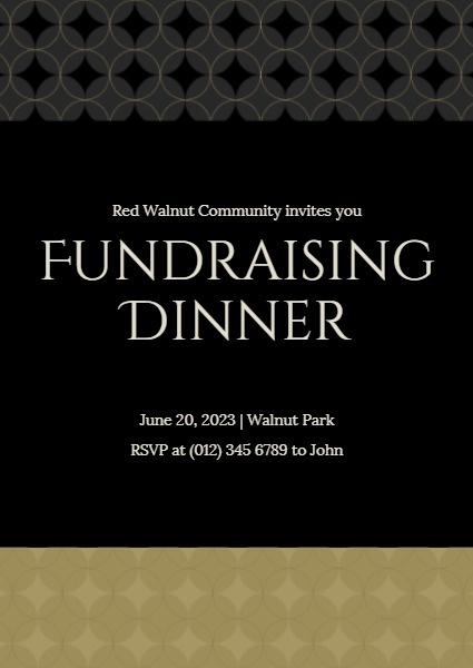 Black And Golden Fundraising Dinner Invitation Invitation